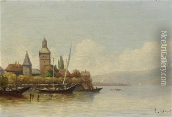 Studie: Blick Auf Den Genfer See Oil Painting - Louis Mennet