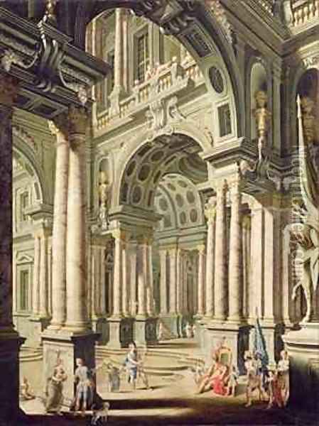 Imaginary Palace with David before Saul Oil Painting - John Devoto