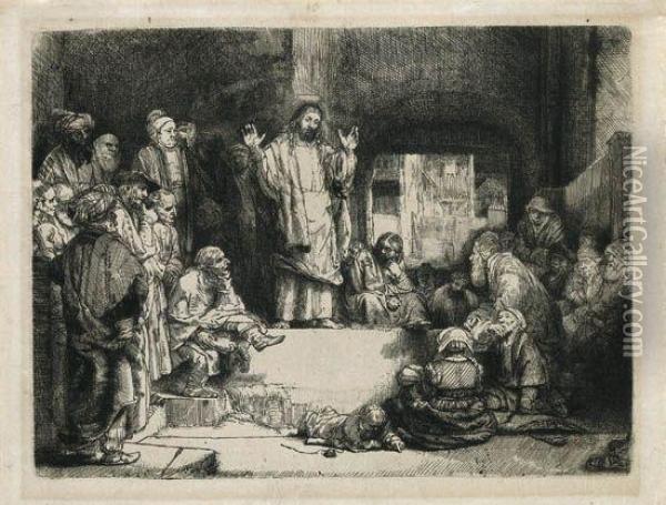 Christ Preaching (la Petite Tombe) Oil Painting - Rembrandt Van Rijn