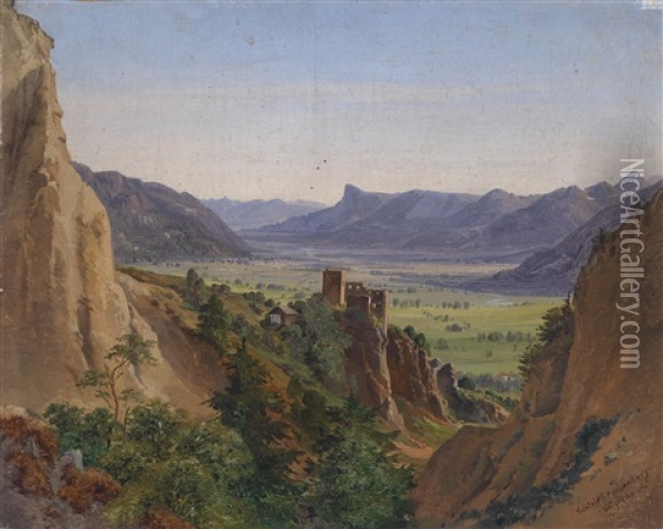 Blick Auf Die Brunnenburg Bei Meran Und Das Etschtal Oil Painting - Ignaz Dorn