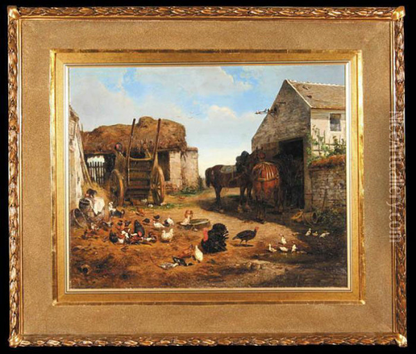 Folwarczne Podworze, 1859 R. Oil Painting - Albert Heinrich Brendel