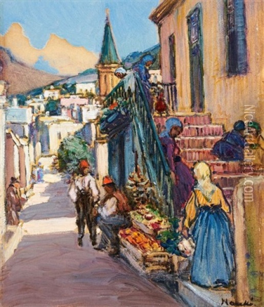 View Of Chiappini Street Oil Painting - Pieter Hugo Naude