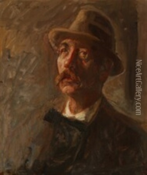 The Artist's Self-portrait Oil Painting - Julius Paulsen