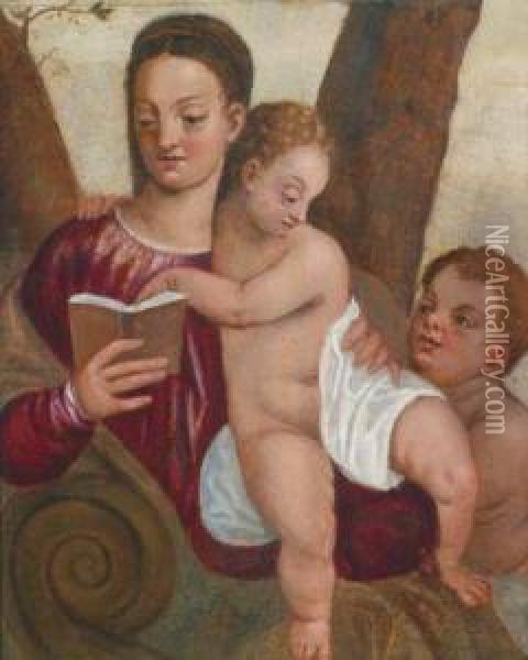 La Madonna Con Bambino E San Giovannino Oil Painting - (Alessandro) Padovanino (Varotari)