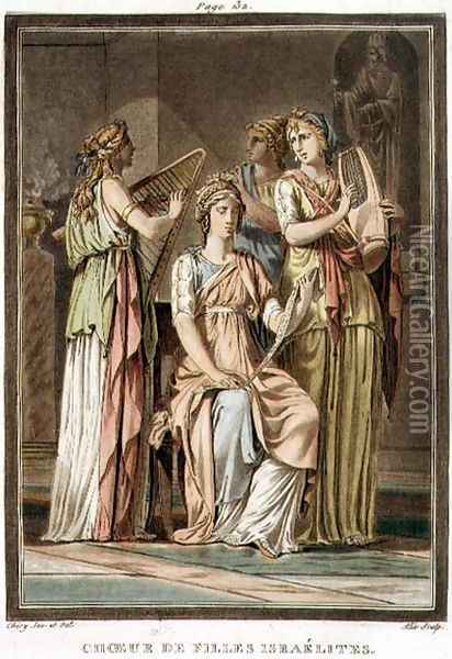 Chorus of Israelite Women, costumes for 'Esther', from Volume I of 'Research on the Costumes and Theatre of All Nations', Oil Painting - Philippe Chery