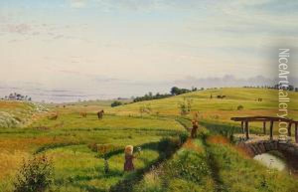 A Danish Summer Landscape From Eastern Jutland Oil Painting - Vilhelm Peter C. Kyhn