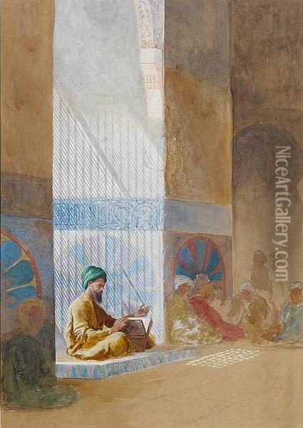 Reading The Koran Oil Painting - Charles Robertson
