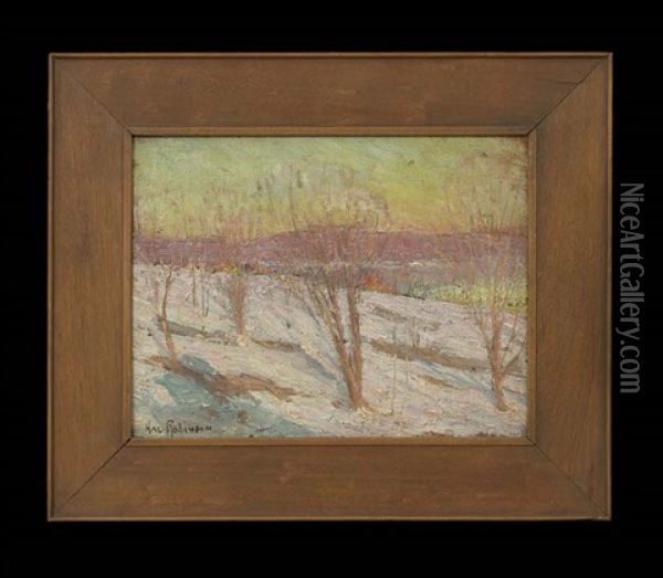 Winter Landscape With Trees Oil Painting - Hal Robinson