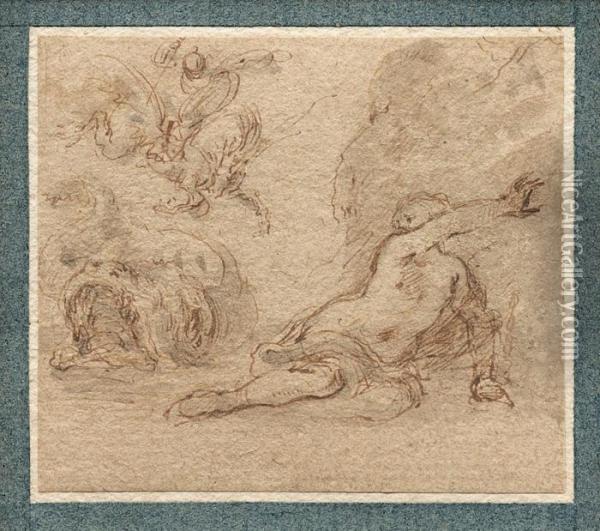 Perseus Und Andromeda Oil Painting - Stefano della Bella