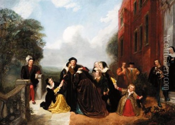 The Separation Of Sir Thomas More And His Family Oil Painting - Thomas Woolnoth