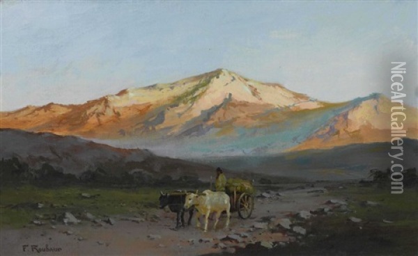 Bauer Mit Ochsengespann Im Kaukasus Oil Painting - Franz Roubaud