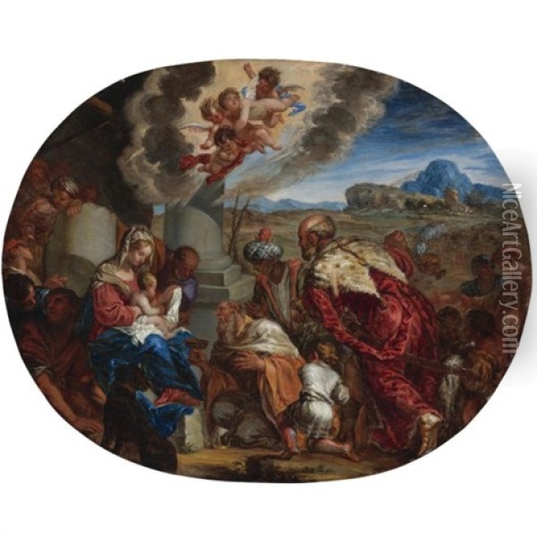 The Adoration Of The Magi Oil Painting - Giacomo Cotta