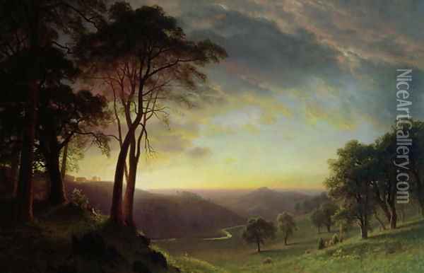 The Sacramento River Valley Oil Painting - Albert Bierstadt
