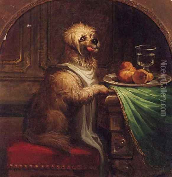 A Dog's Dinner Oil Painting - Landseer, Sir Edwin