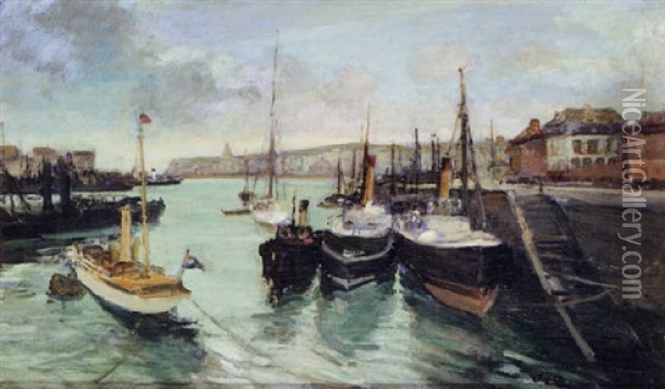 L'avant-port De Dieppe Oil Painting - Jacques-Emile Blanche