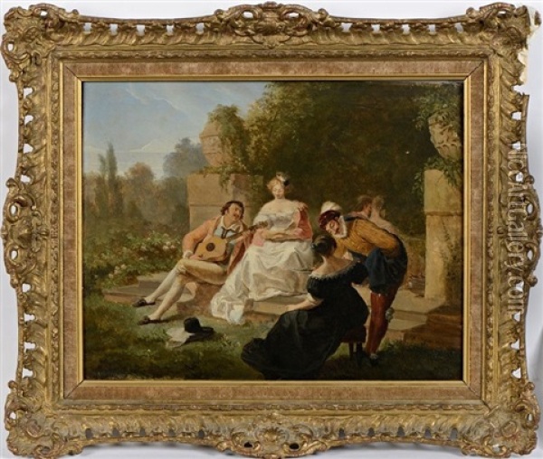 Le Concert Galant Oil Painting - Alfred Edward Chalon