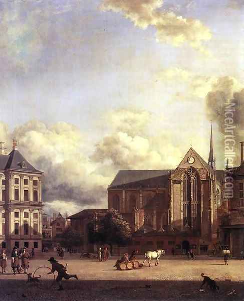 Dam Square, Amsterdam 2 Oil Painting - Jan Van Der Heyden