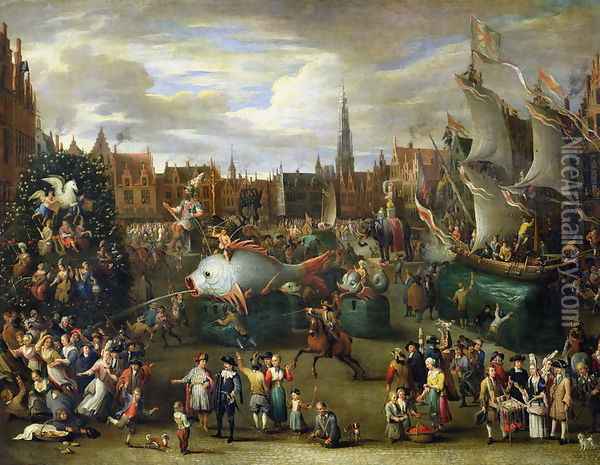 A Festival at Antwerp Oil Painting - Alexander van Bredael