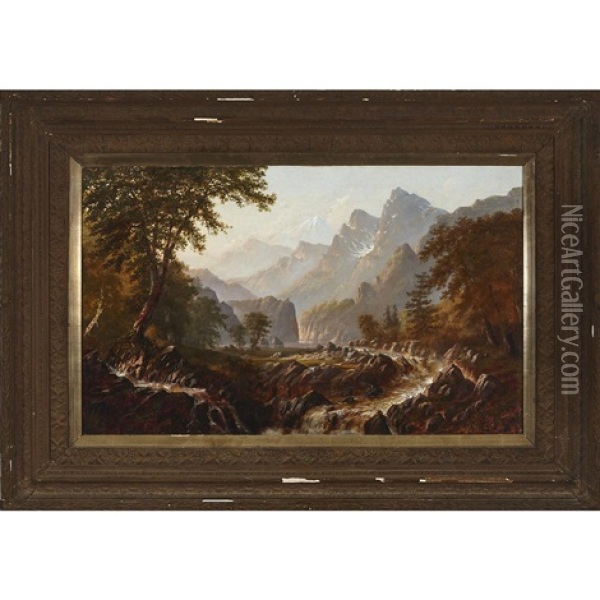 Rocky Mountain Vista Oil Painting - Alexander Francois Loemans