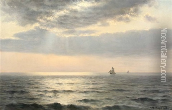 Segelschiffe Auf Offener See Oil Painting - Johannes Herman Brandt
