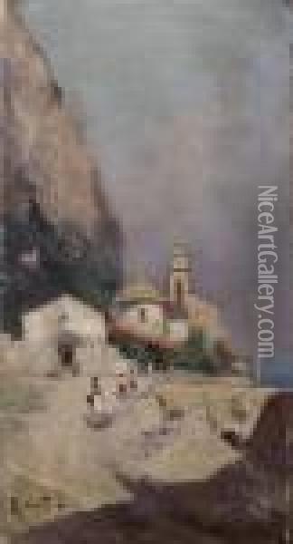 Paesaggio Caprese Oil Painting - Oscar Ricciardi