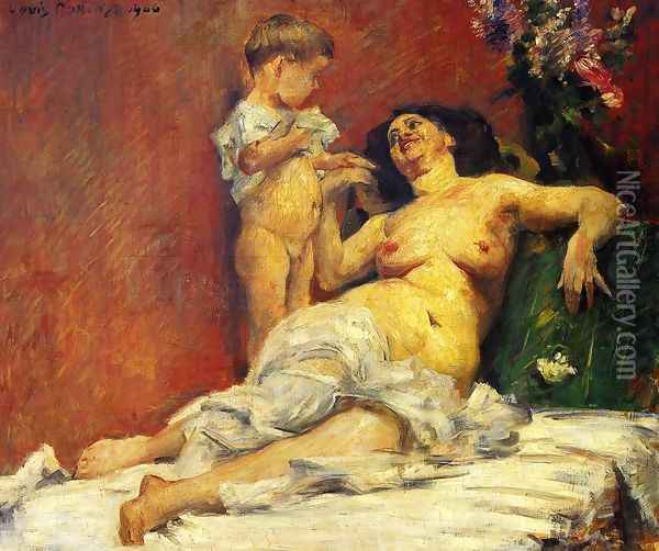 Mother and Child Oil Painting - Lovis (Franz Heinrich Louis) Corinth