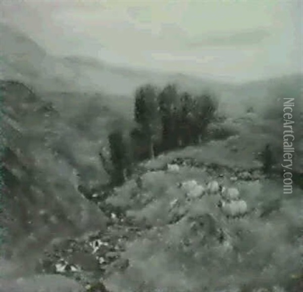 Highland Sheep Oil Painting - George Houston