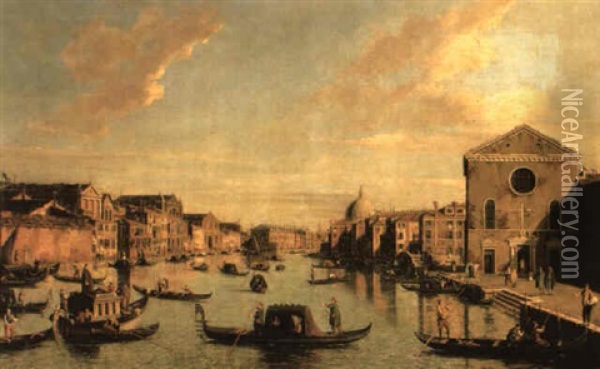 The Grand Canal, Venice, Looking North East From Sta. Croce To San Geremia Oil Painting - William James
