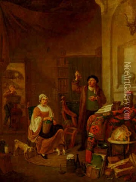 A Visit To The Pharmacist Oil Painting - Jan Josef Horemans the Elder