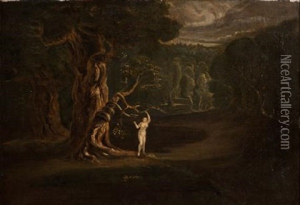 Satan Tempting Eve (+ 3 Others; 4 Illus. From Paradise Lost) Oil Painting - John Martin