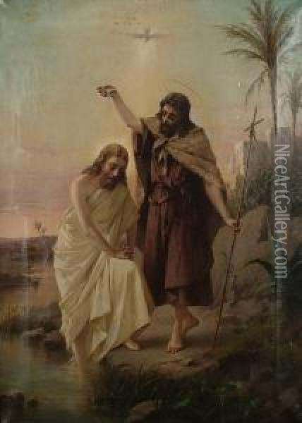The Baptism Of Christ By John. Oil Painting - Luigi Crosio
