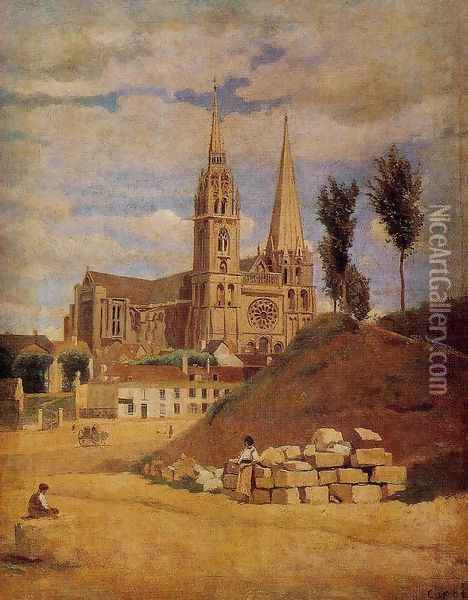Chartres Cathedral, 1830 Oil Painting - Jean-Baptiste-Camille Corot