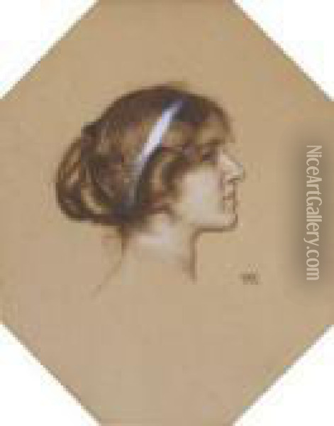 Damenportrat. Oil Painting - Franz von Stuck