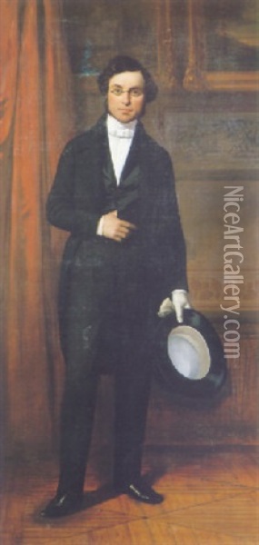 Portrait D'homme  A La Redingote Noire Oil Painting - Auguste Barthelemy Glaize