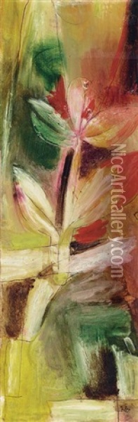Pflanzenbild (mit Gelb/rot) Oil Painting - Paul Klee