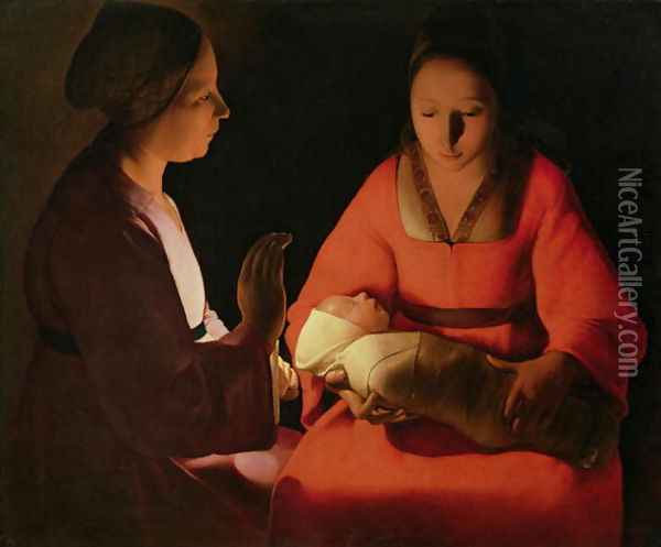 The New Born Child, late 1640s Oil Painting - Georges de La Tour