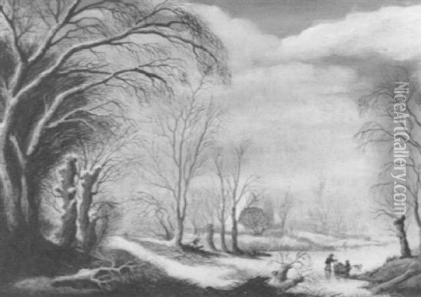 A Winter Landscape Oil Painting - Robert Griffier