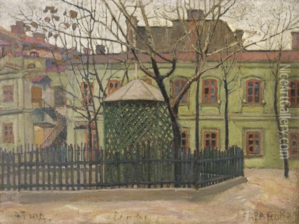 The Green House On The Square Oil Painting - Vladimir Davidovich Baranoff-Rossine