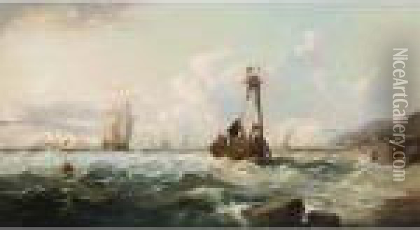 Repairing A Lantern At Sea Oil Painting - John James Wilson