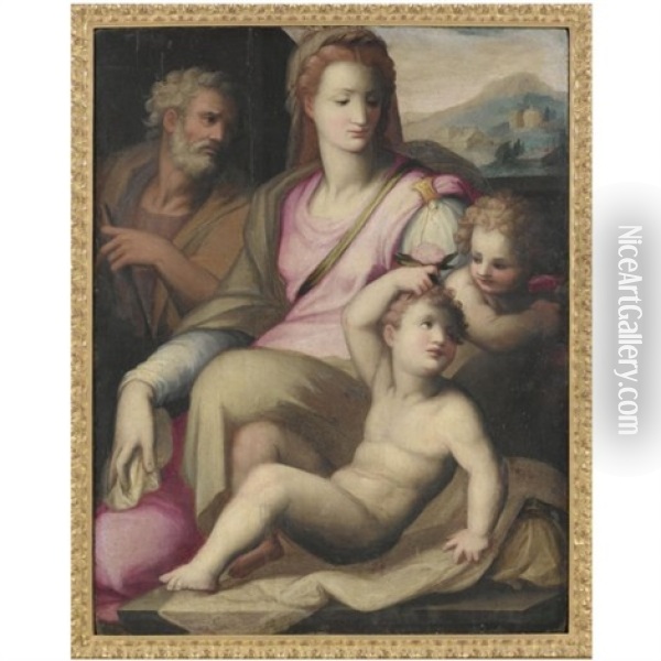 The Holy Family With The Infant Saint John The Baptist Oil Painting - Giovanni Battista di Matteo Naldini