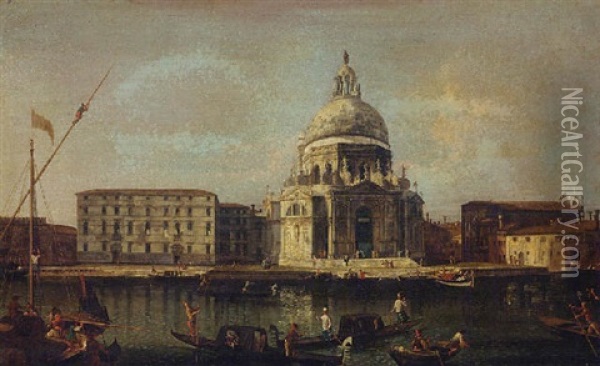The Basilica Of Santa Maria Della Salute, Venice, Looking South Across The Grand Canal Oil Painting - Francesco Albotti