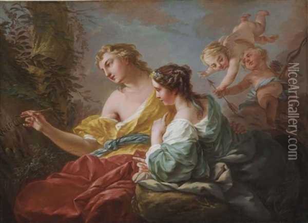 Angelica And Medoro Oil Painting - Jean Baptiste Marie Pierre