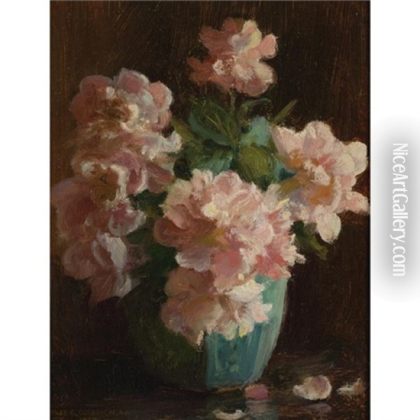 Pink Roses Oil Painting - Charles Courtney Curran