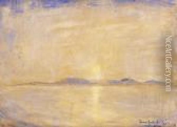 Sunset Over Badacsony Oil Painting - Bela Ivanyi Grunwald