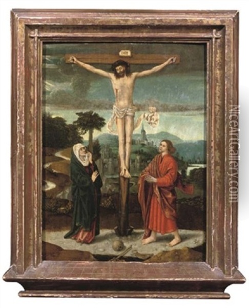 The Crucifixion Of Christ With The Virgin And Saint John The Evangelist Oil Painting - Gerard David