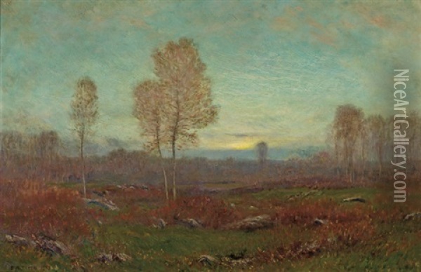 Twilight Autumn Oil Painting - Dwight William Tryon