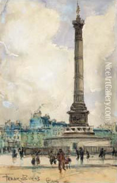 Place De La Bastille Oil Painting - Frank Myers Boggs