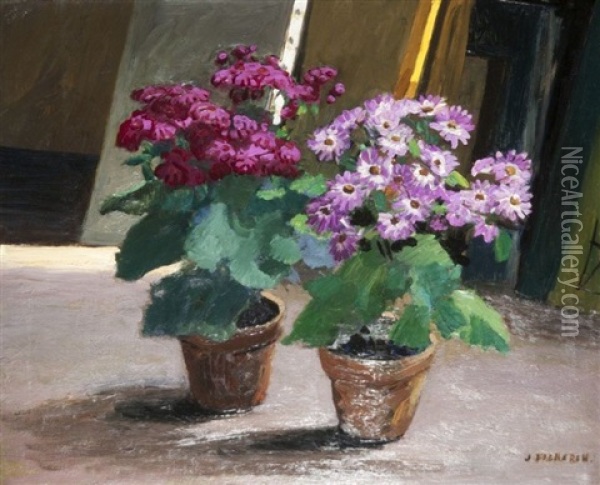 Fleurs Dans L'atelier Oil Painting - Jules Leon Flandrin