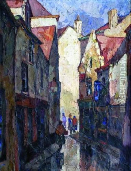 Vieille Rue. Gand Oil Painting - Georges Haway