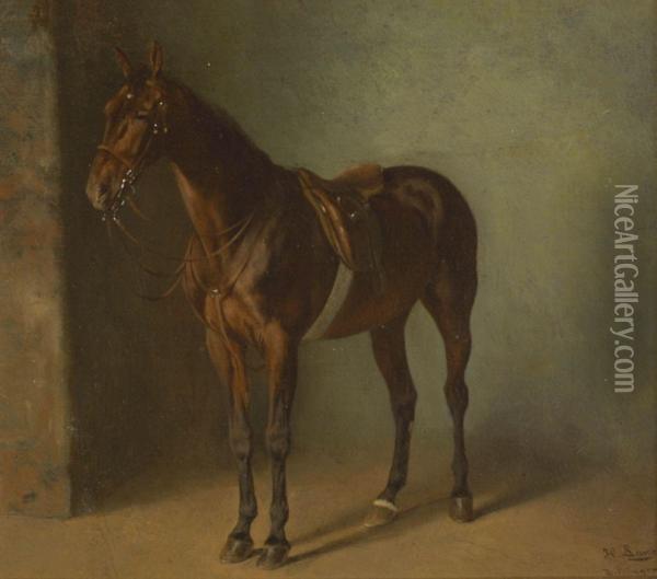Gesatteltes Pferd Oil Painting - H.F. Lang